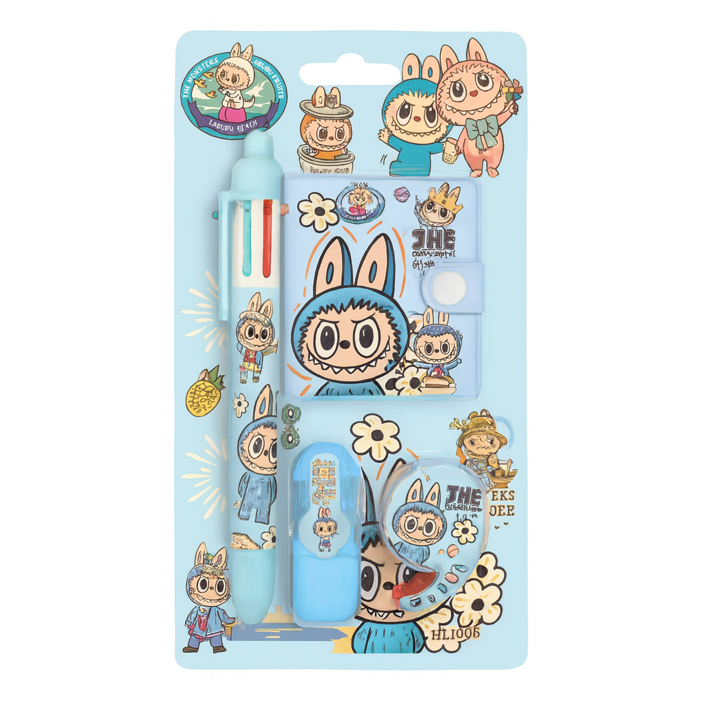 Labubu Stationery Set Pen Notebook Highlighter Washi Tape || مجموعة قرطاسية لابوبو قلم نوتبوك هايلايتر واشي تيب