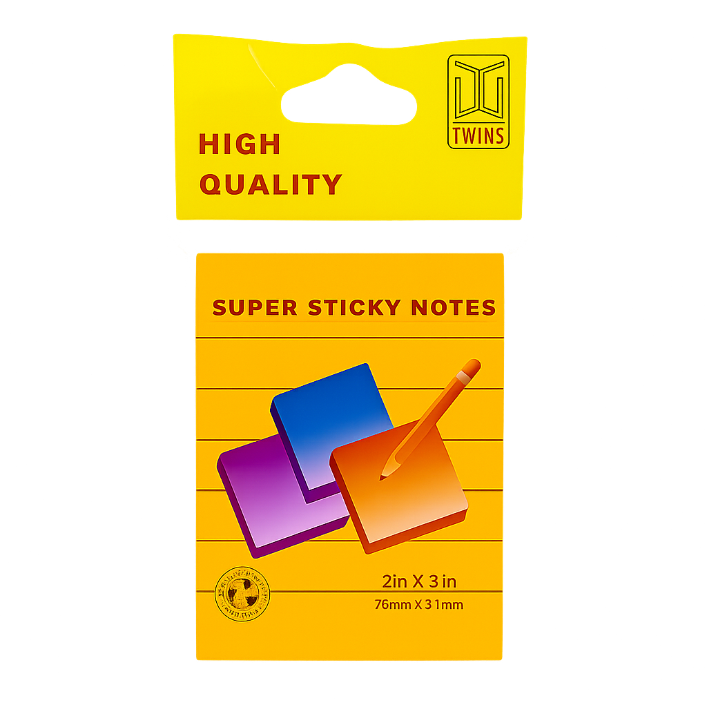 A&T Lined Super Sticky Notes 2x3 || ورق ملاحظات بوست ات ستيكي نوت فسفوري 2*3