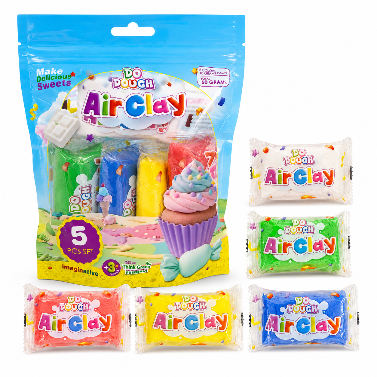 Do Dough Air Clay 5 Colors || مجموعة دو دوه طين قطني 5 لون