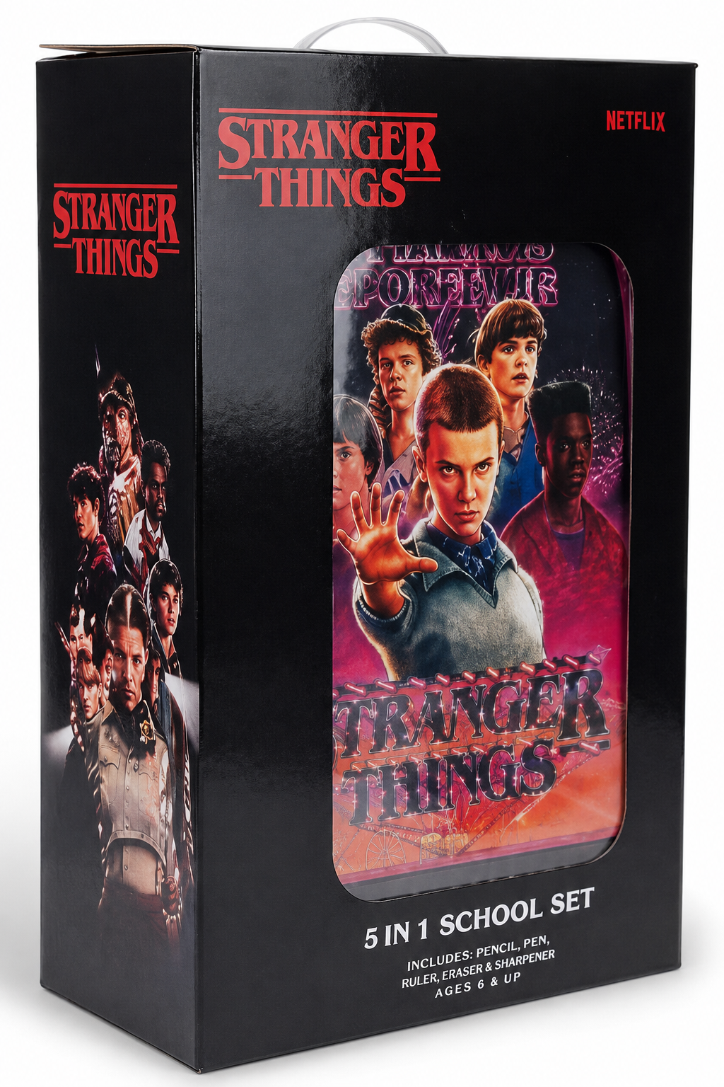NETFLIX STRANGER THINGS FRIENDSHIP 5 IN 1 SET  18" || طقم شنطة تروللي مجموعة نتفليكس سترينجر ثينغز فريندشيب 5 في 1  ، 18 إنش