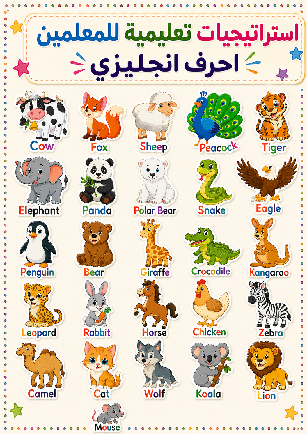 A&T Teachers Whiteboard Strategies Animals 28 Pcs || استراتيجيات تعليمية للمعلمين الحيوانات 28 حبة