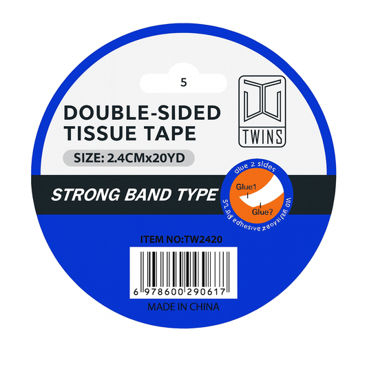 A&T Twins Double Sided Tissue Tape 2.4 cm Medium || تيب دبل فيس لاصق وجهين اي اند تي توينز حجم وسط 2.4 سم