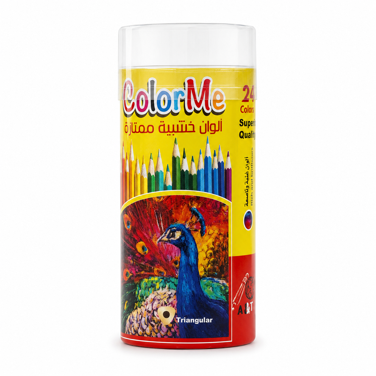 A&T Color Me Colored Short Pencils 24 Color Cylinder || الوان خشبية قصيرة ٢٤ لون كولور مي