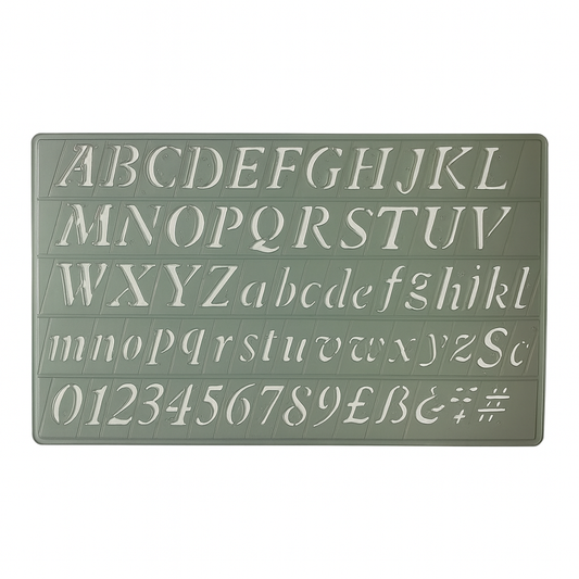 Cox Lettering Stencil Ruler Alphabets Numbers Italic  || مسطرة ستنسل احرف و ارقام انجليزي مائلة