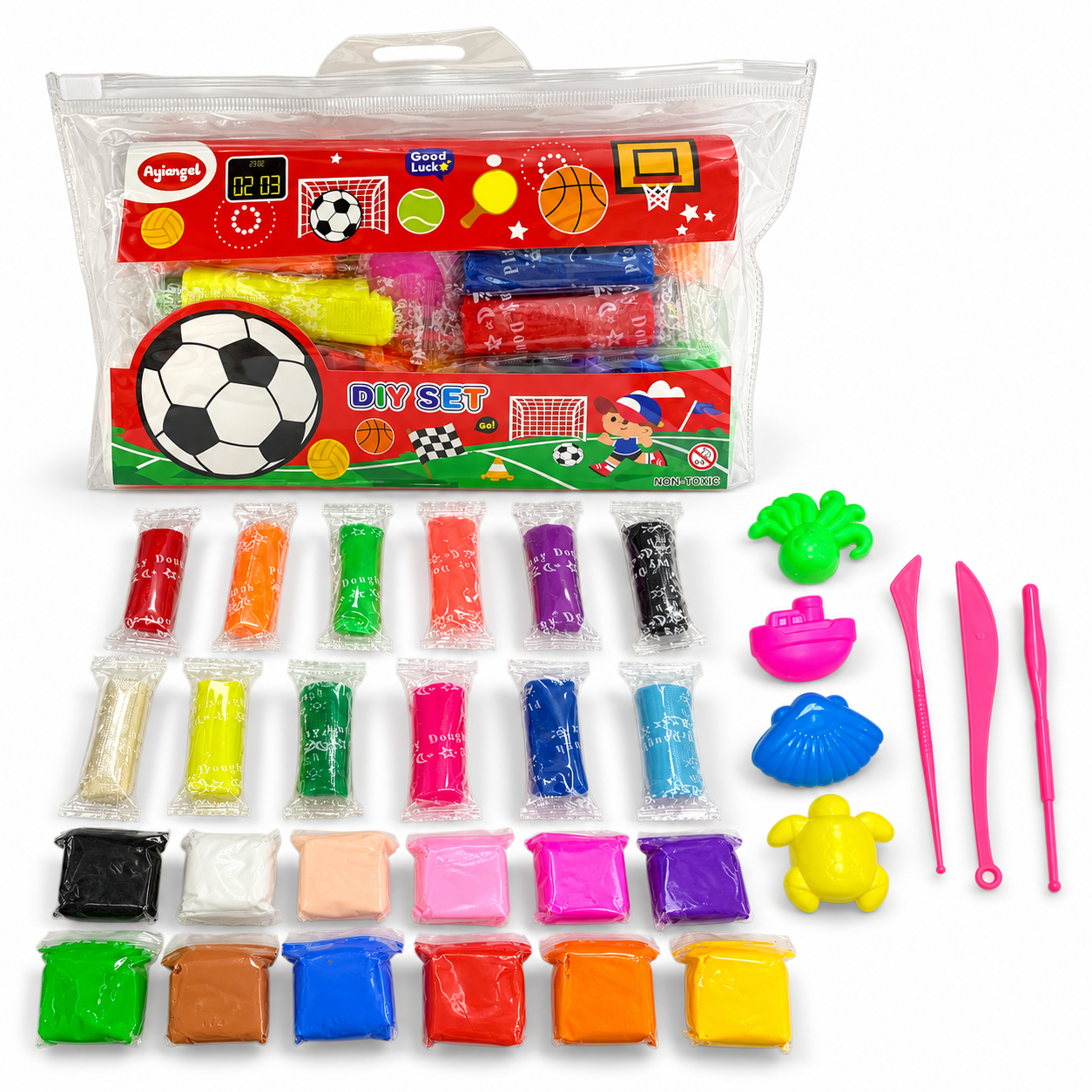 Sports Modeling Clay DIY Set || مجموعة صلصال تشكيل رياضية مع قوالب وأدوات