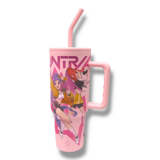 Kpop Demon Hunter Steel Water Bottle With Straw 934 ml #3 || مطارة ماء مع عود كي بوب ديمون هنتر لحفظ البرودة و الحرارة 934 مل #٣