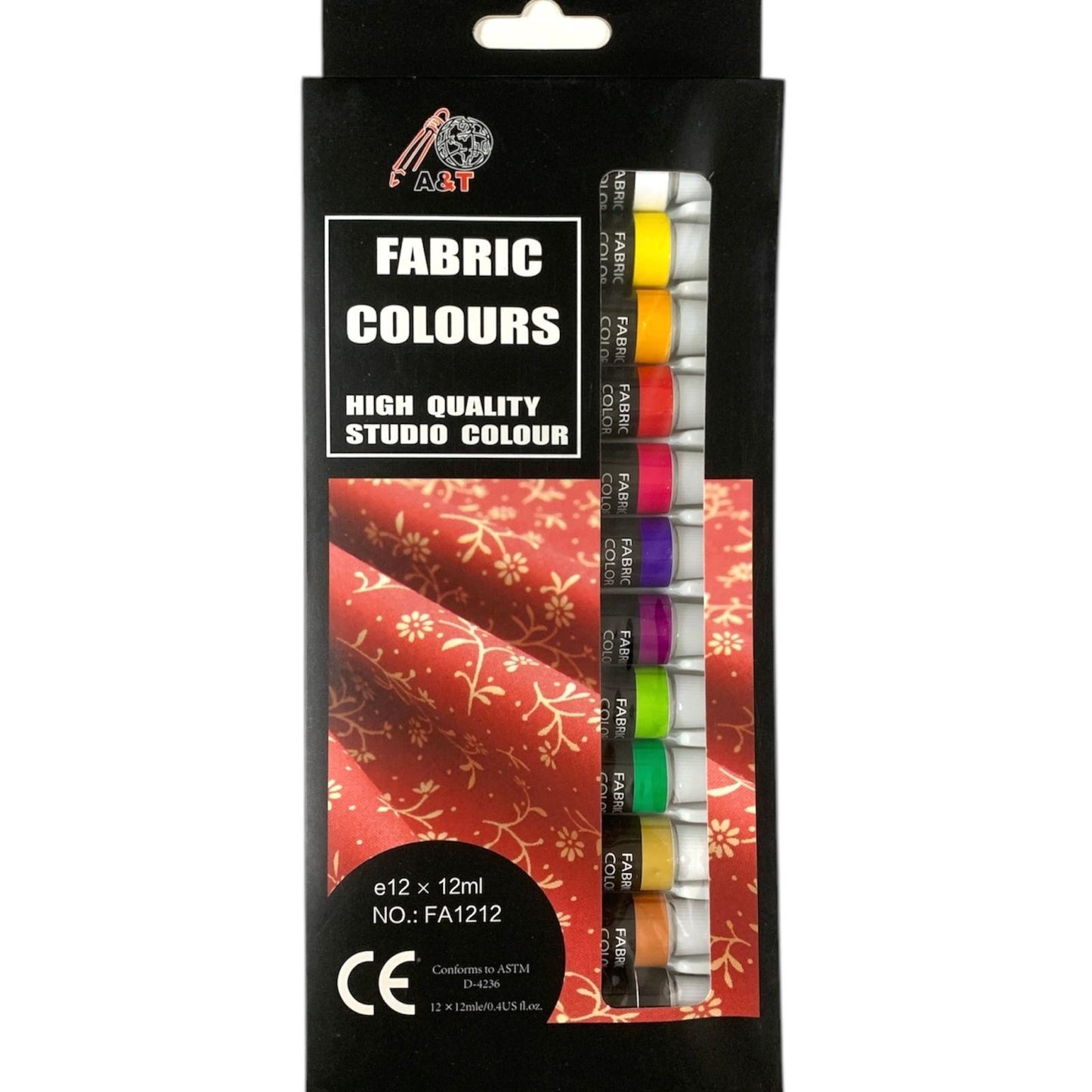 A&T Fabric 12 Color Set 12 ml || الوان قماش اي اند تي ١٢ لون حجم ١٢ مل