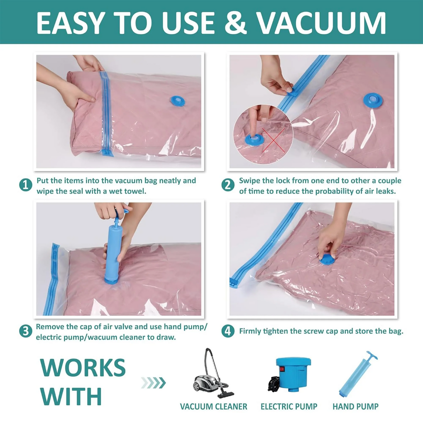 Vacuum Storage Bags 5 Pcs || اكياس تخزين بسحب الهواء عدد ٥ اكياس