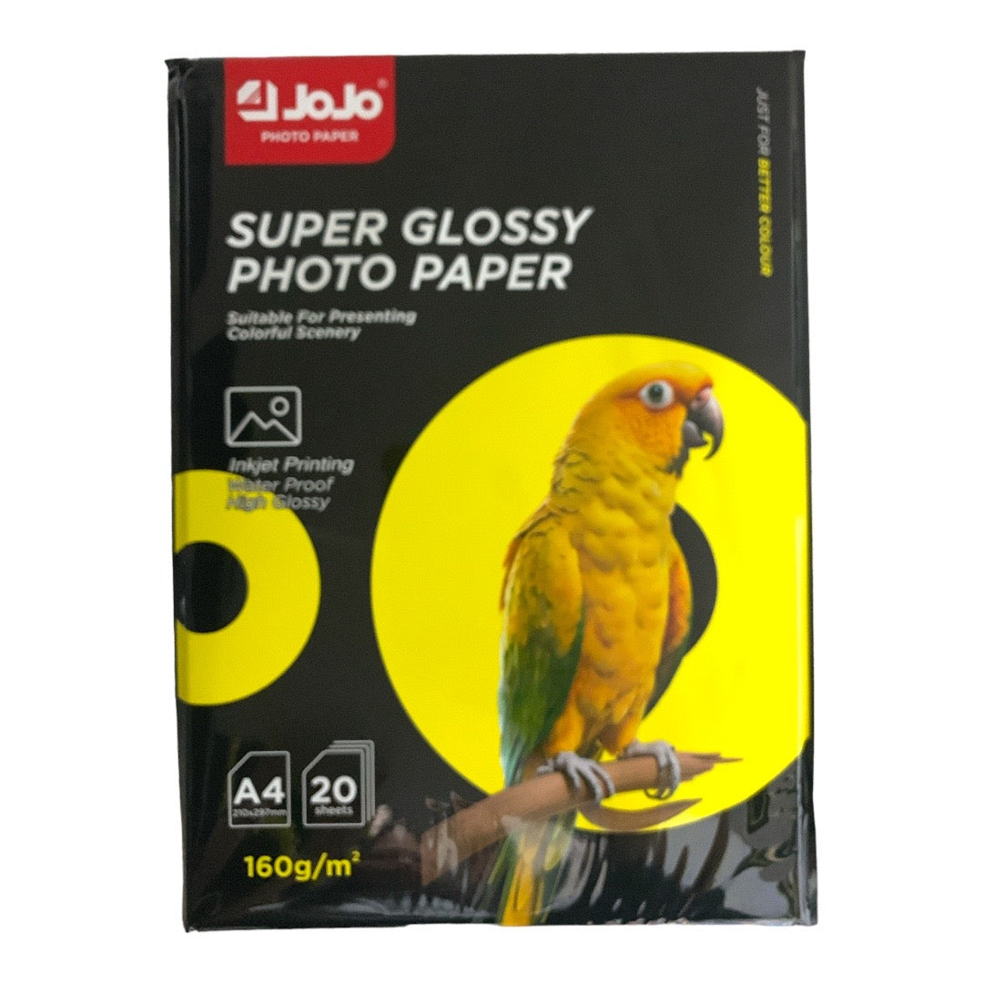 Jojo Super Glossy Photo Paper 160 g 20 Pcs || ورق جوجو قلوسي ١٦٠  جرام ٢٠ ورقة