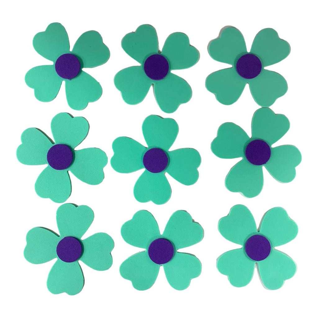 Green Big Flowers Arts and Crafts Shapes Felt || استراتيجيات اشكال فوم ورد كبير لون اخضر