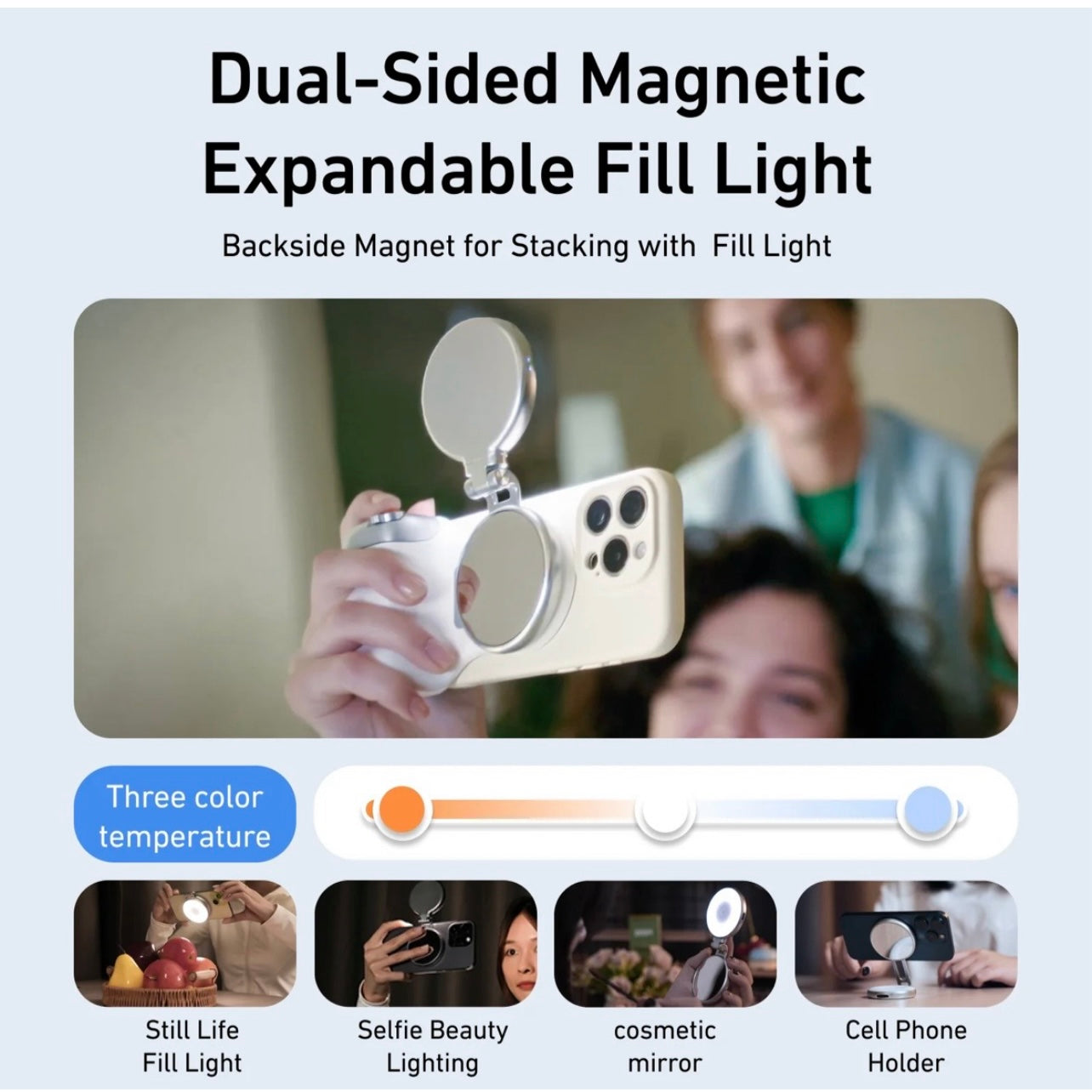 SMQ Magnetic Phone Camera Handle Grip – Model P1 MP 10 مقبض كاميرا للهاتف بتقنية التثبيت المغناطيسي من TELESIN SMQ– الموديل P1 MP 10