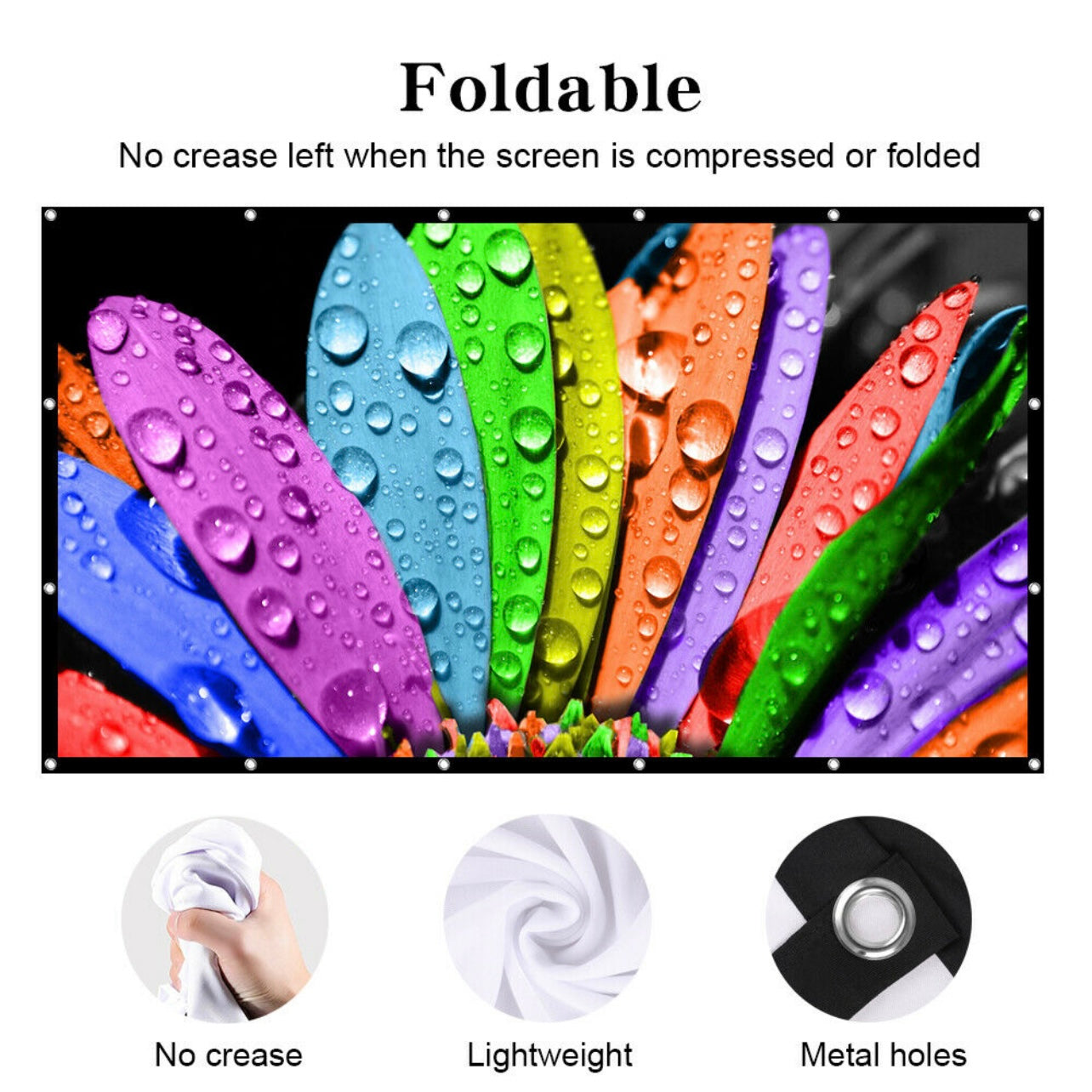 SMQ Simple Foldable Movie Projector Screen (100 inch) اس ام كيو شاشة عرض قابلة للطي (100 بوصة)