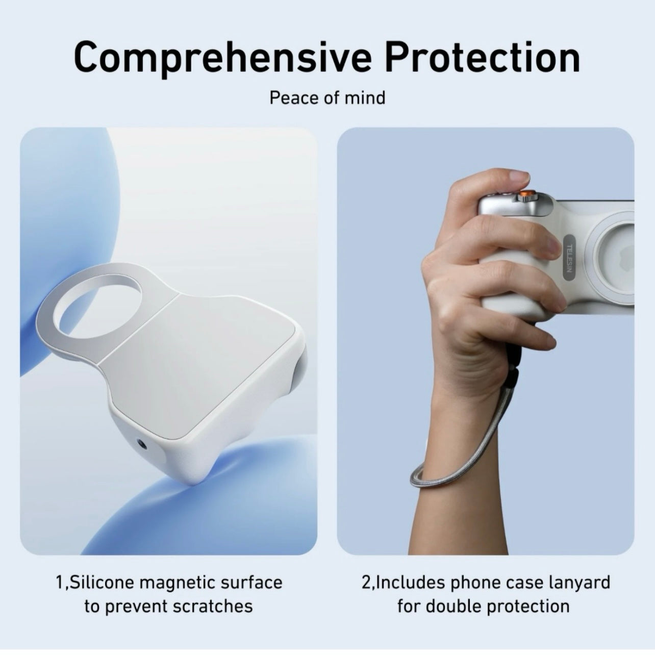 SMQ Magnetic Phone Camera Handle Grip – Model P1 MP 10 مقبض كاميرا للهاتف بتقنية التثبيت المغناطيسي من TELESIN SMQ– الموديل P1 MP 10