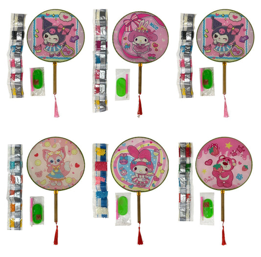 Package Kuromi Crystal Fan Assorted Models 6 Pcs || باكيج لوحة كريستال دائرية كورومي ٦ حبة