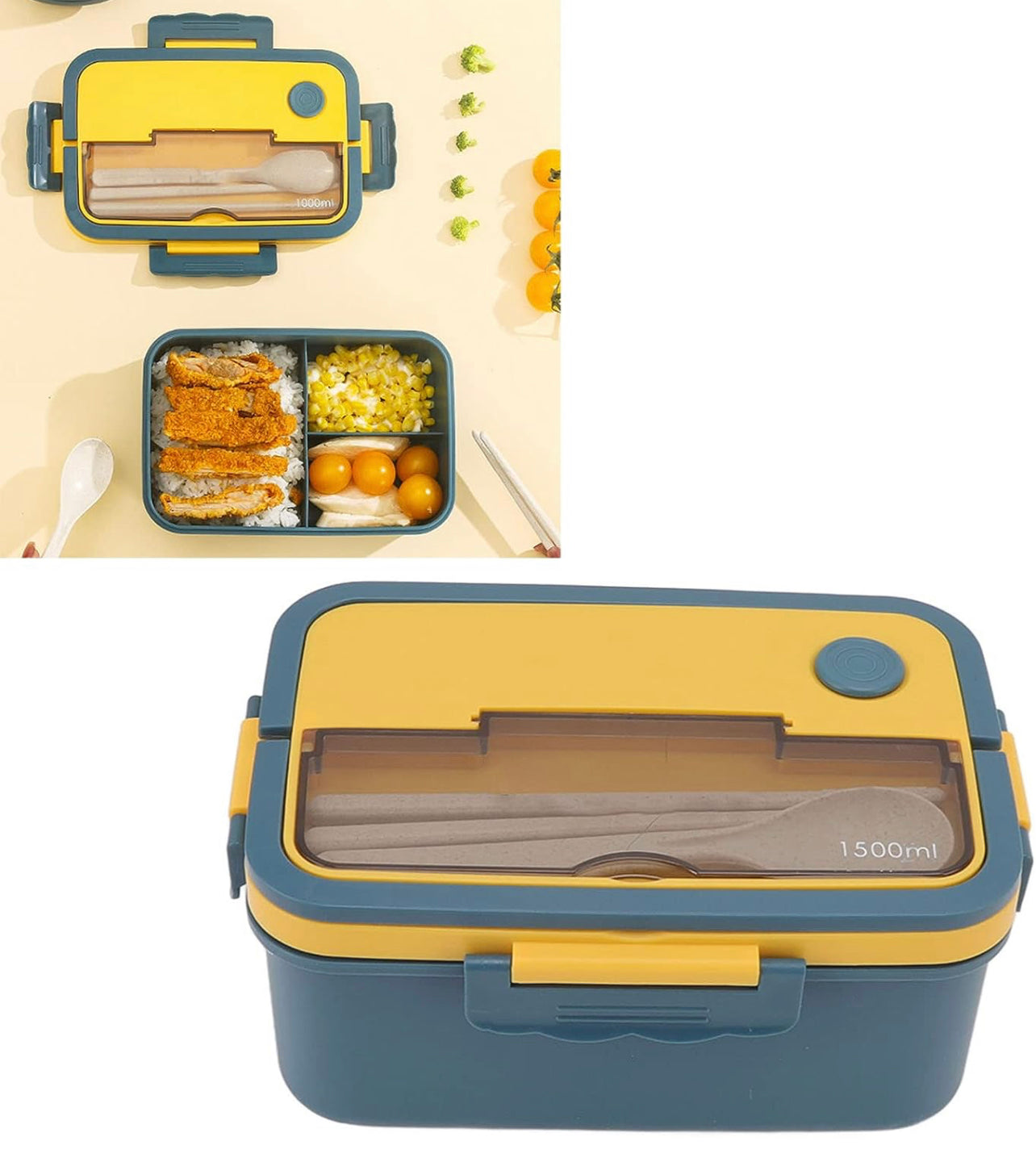 Lunch box 1.5 L Elegant Blue || لانش بوكس مقسم حجم ١.٥ لتر لون ازرق