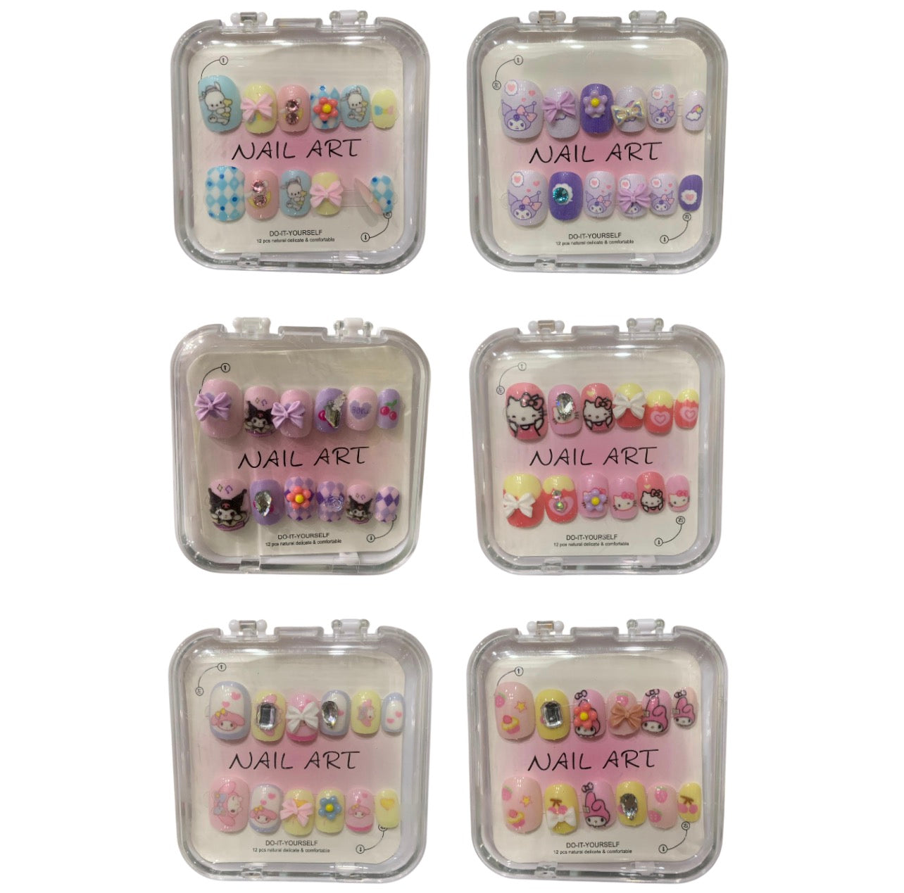 Kids Nails Pack Kuromi Assorted Models || علبة اظافر تركيب للاطفال كورومي موديلات متنوعة