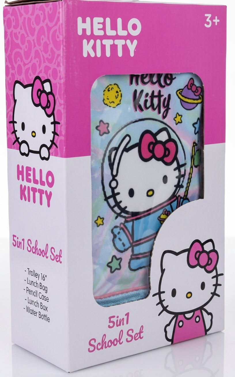"SANRIO HELLO KITTY ASTRONAUT 5 IN 1 TROLLEY SET  18" || "طقم شنطة تروللي سانريو هيلو كيتي  أسترونوت ٥ في ١، ١٨ إنش"