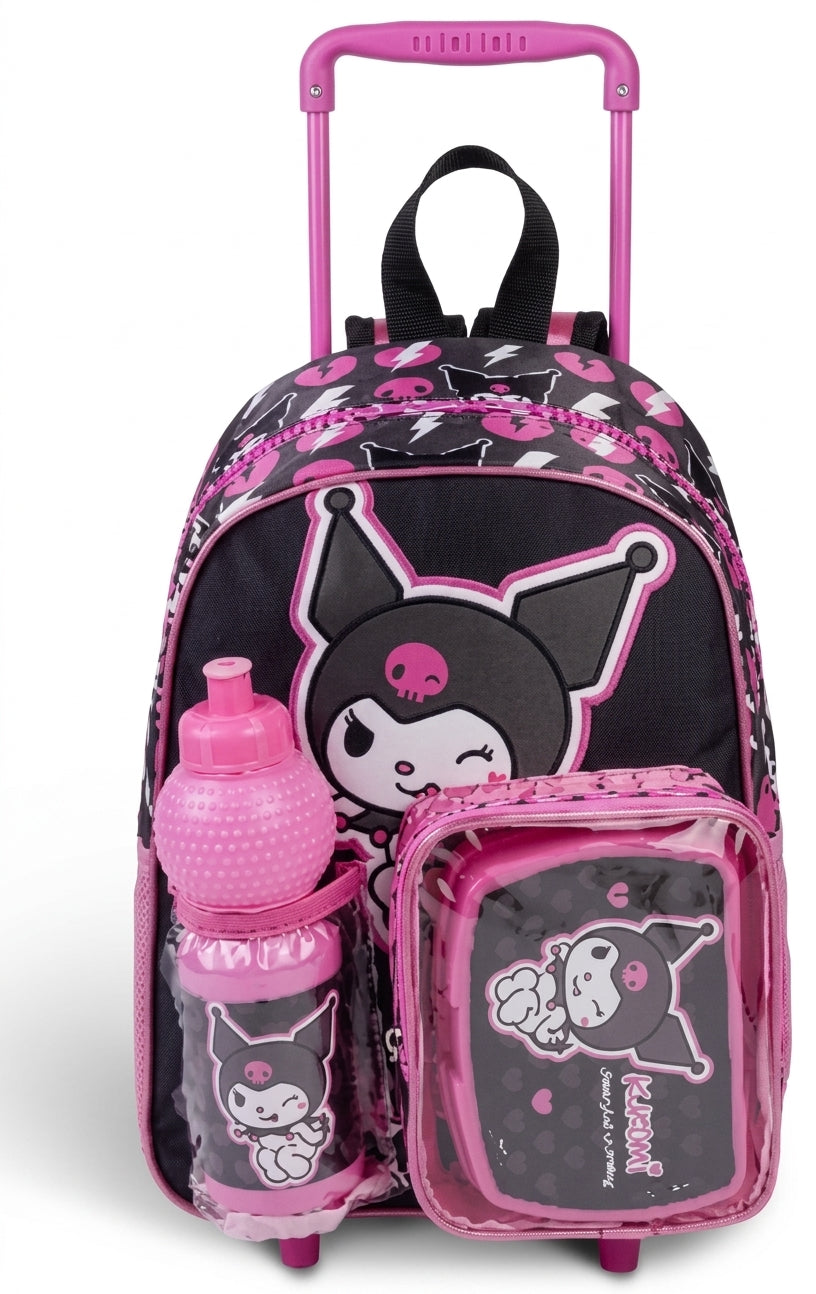 SANRIO KUROMI  CHEEKY BUT CHARMING  3 IN 1 TROLLEY SET 13" ||  طقم شنطة تروللي سانريو كورومي، مرحة لكنها ساحرة،  3 في 1  ، 13 إنش