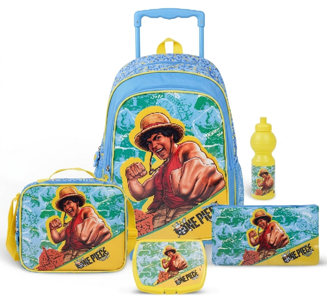 NETFLIX ONE PIECE 5 IN 1 TROLLEY SET 18" ||  طقم شنطة تروللي نتفليكس ون بيس 5 في 1، 18 إنش