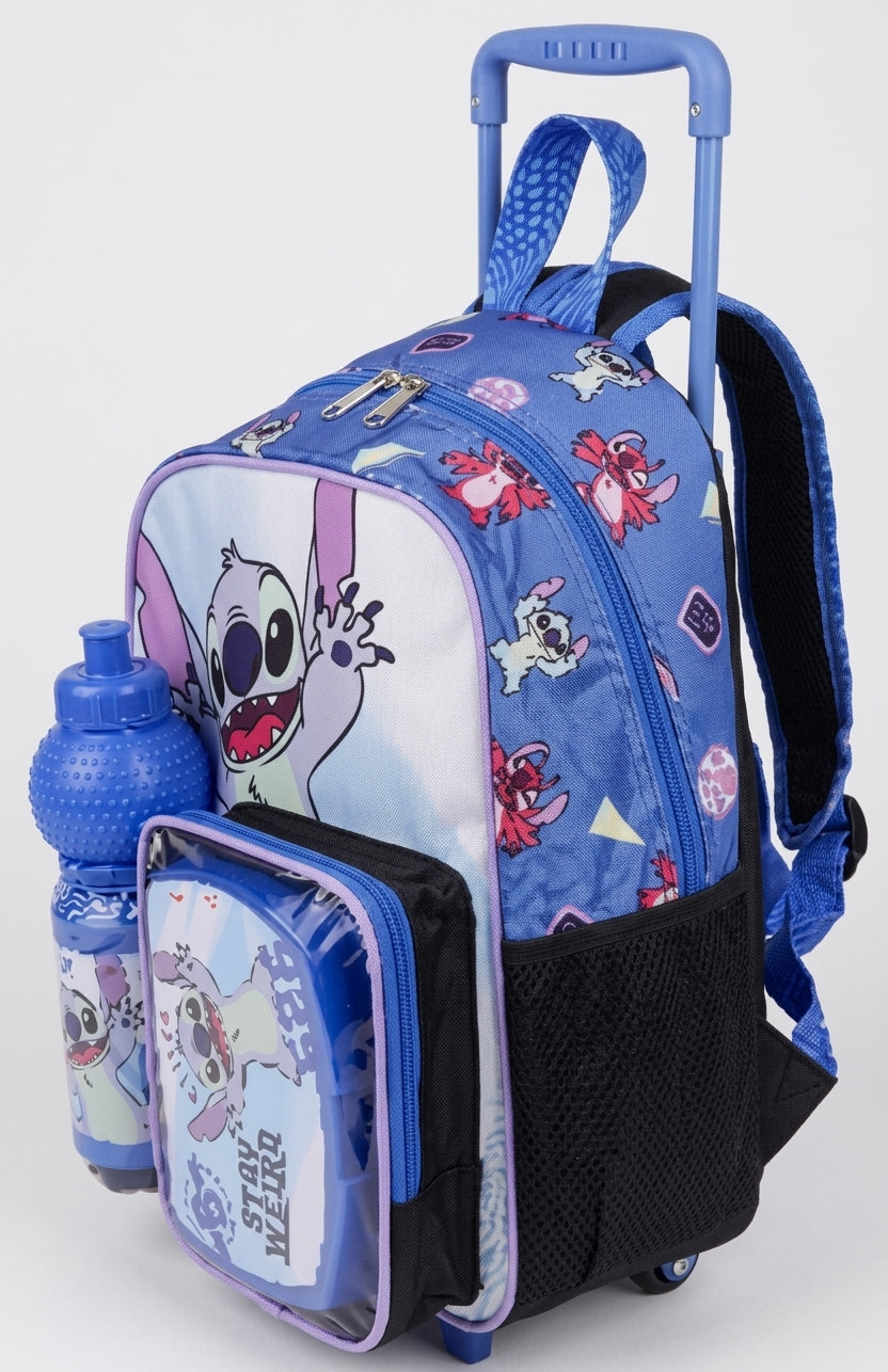 DISNEY STITCH  STAY WEIRD  3 IN 1 TROLLEY SET  13" ||    طقم شنطة تروللي ديزني ستيتش، ابقَ غريبًا 3 في 1  ، 13 إنش