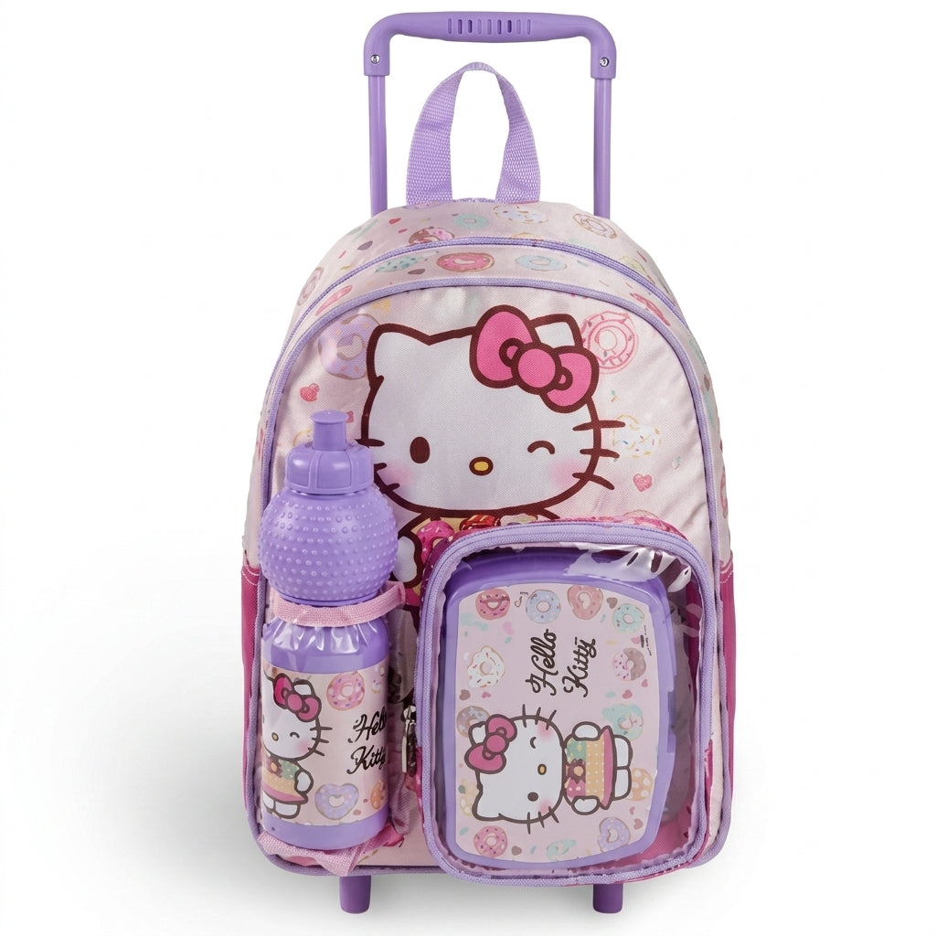 SANRIO HELLO KITTY  DONUTS LOVE  3 IN 1 TROLLEY SET || طقم شنطة تروللي سانريو هيلو كيتي دونتس لوف 3 في 1  ، 13 إنش