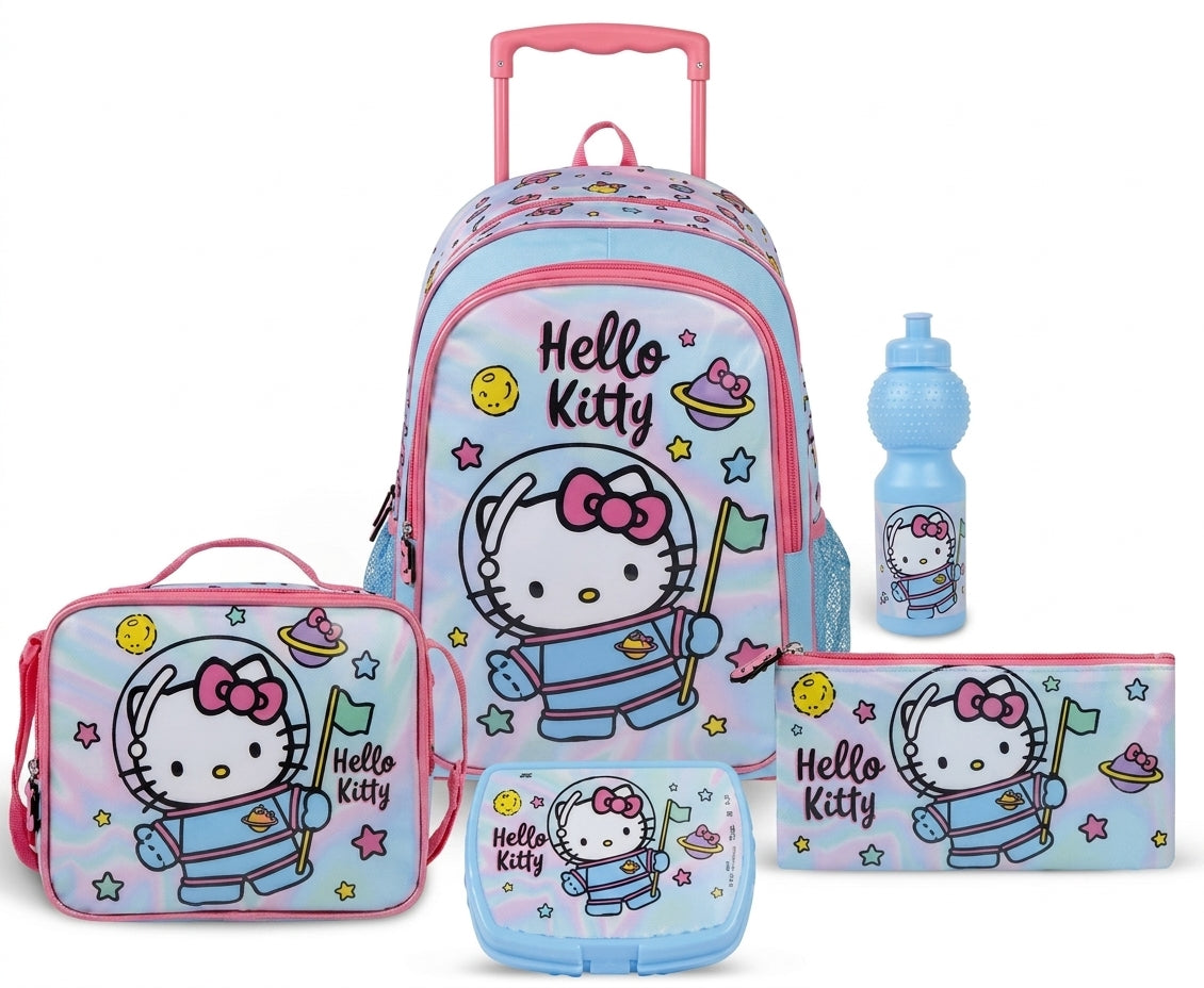 "SANRIO HELLO KITTY ASTRONAUT 5 IN 1 TROLLEY SET  18" || "طقم شنطة تروللي سانريو هيلو كيتي  أسترونوت ٥ في ١، ١٨ إنش"