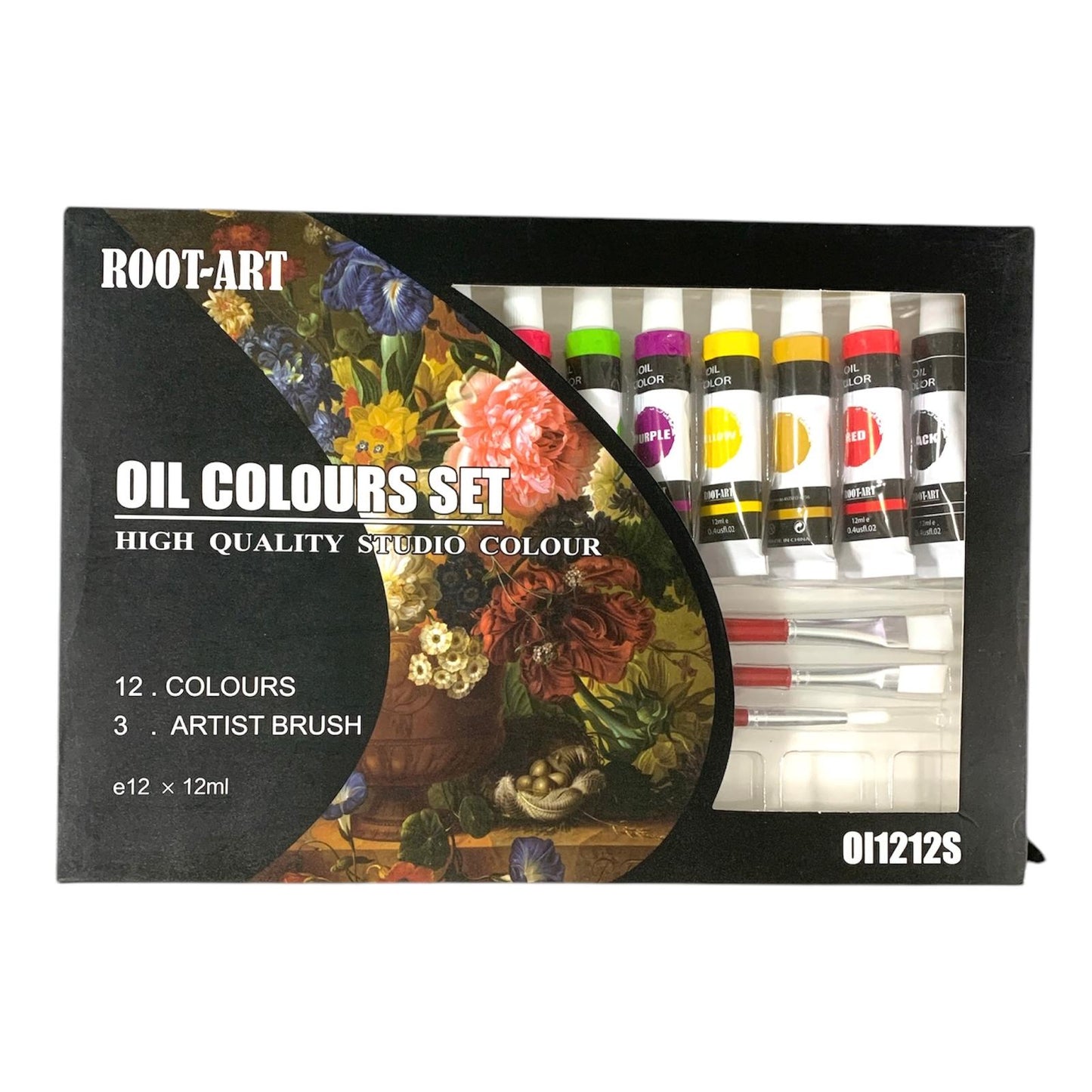 A&T Oil Color Set 12 Colors with Brushes and Pallete  || الوان زيت اي اند تي ١٢ لون مع فرش و باليت