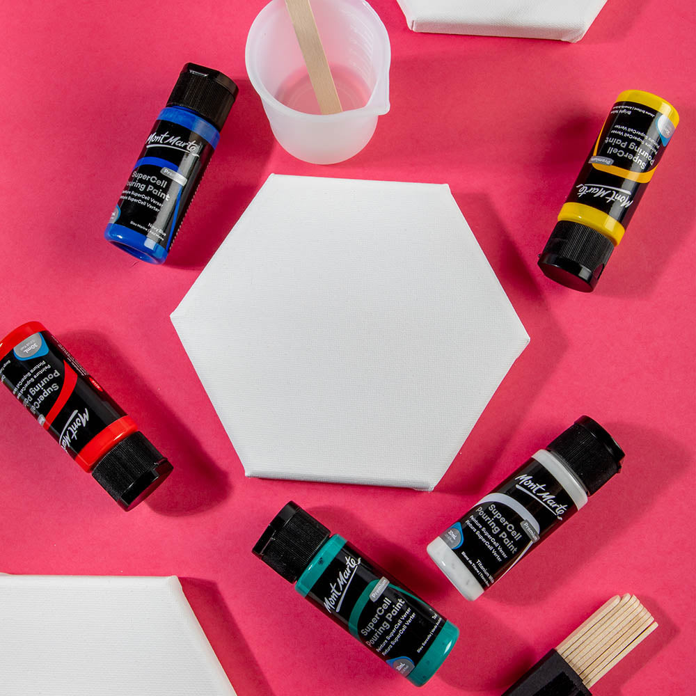 Mont Marte Premium SuperCell Pouring Paint Kit - 23 Piece Ready-to-Pour Art || مجموعة الوان اكريليك سكب مونت مارت ٢٣ قطعة