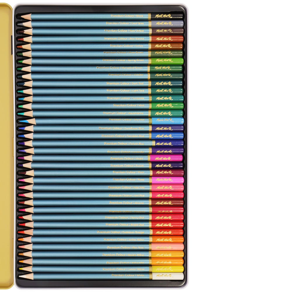 Mont Marte Premium Colour Pencils 36 Piece Set in Tin Case for Artists || الوان خشبية مونت مارت علبة حديد للفنانين ٣٦ لون