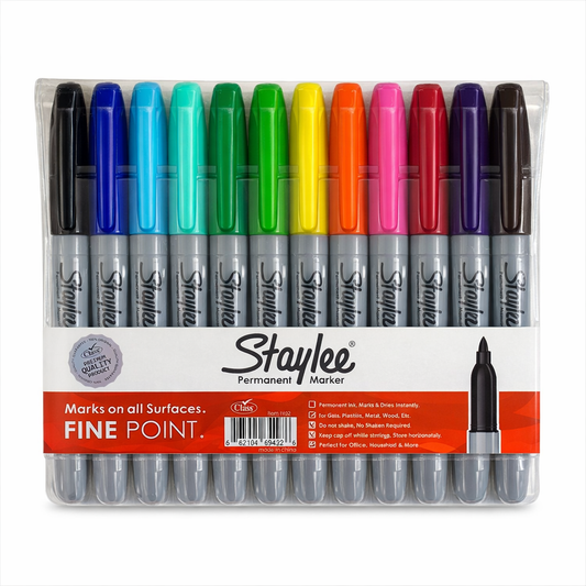 Class Staylee Permanent Marker 12 Color Set || مجموعة اقلام ماركر كلاس ستيلي ثابته ١٢ لون