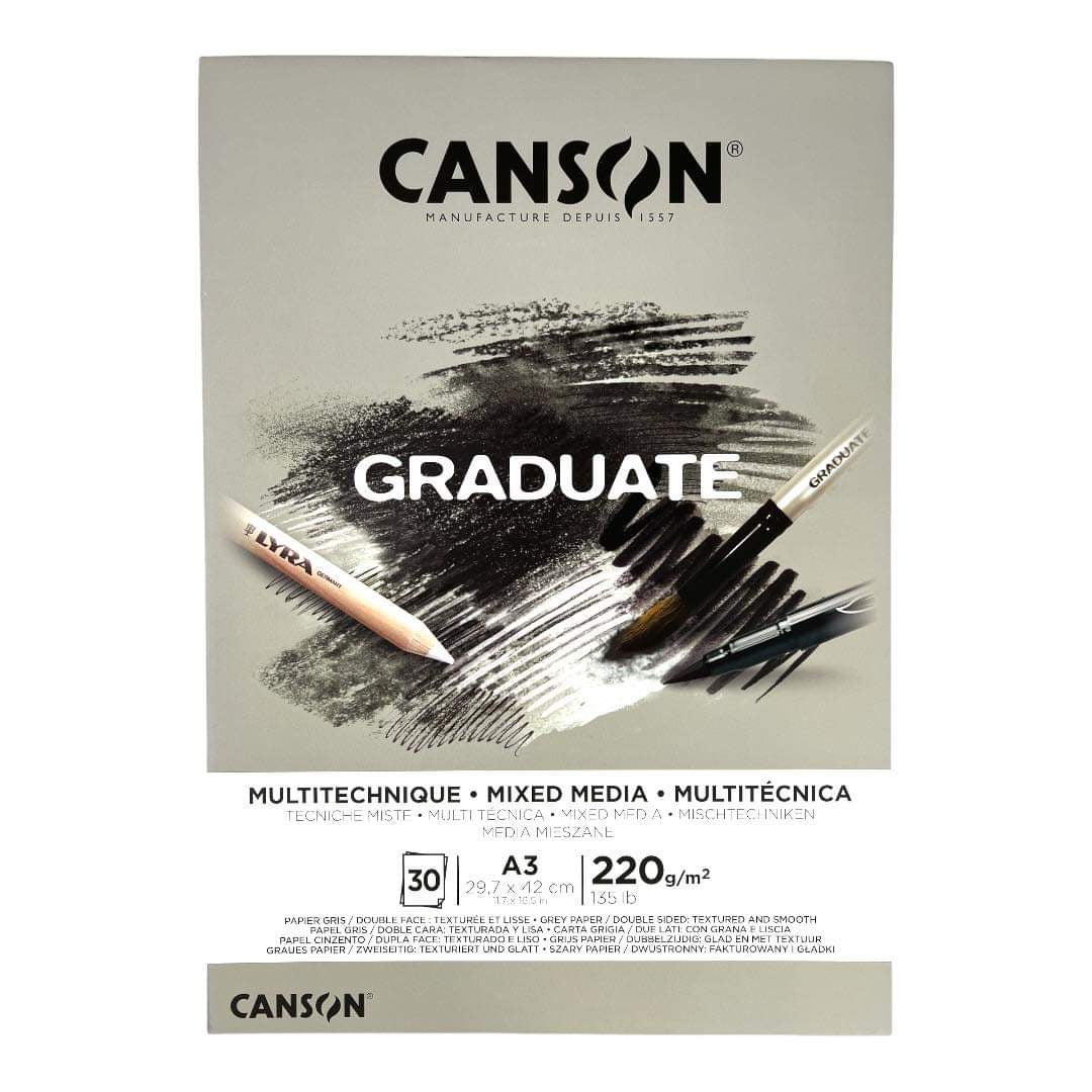 Canson Graduate Mix Media 220 gsm 30 Pages A3 Size || A3 كراسة رسم كانسون قراديوت ميكس ميدياسماكة ٢٢٠ جرام ٣٠ ورقة حجم