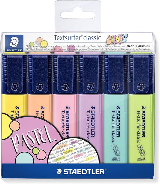 STAEDTLER Textsurfer Classic Pastel Highlighters Pack of 6 || هايلايتر ستدلر الوان باستيل عدد ٦ لون 