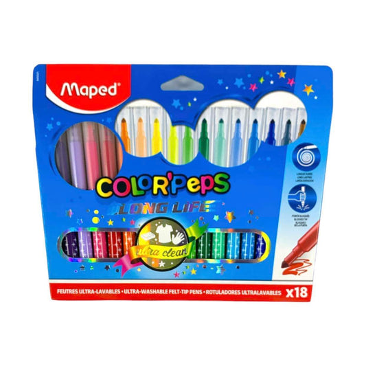Maped Color Peps Long Life 18 Colors || الوان شينية مابد 18 لون 