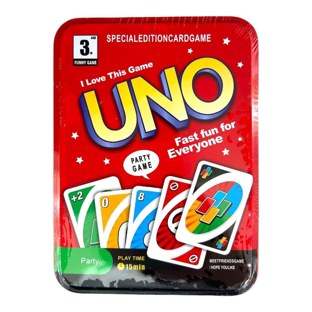 Uno Card Game Tin Case || لعبة اونو بلاستيك علبة حديد