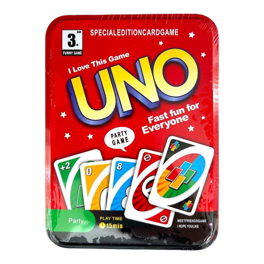 Uno Card Game Tin Case || لعبة اونو بلاستيك علبة حديد – Maktabakw