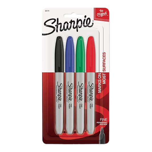 Sharpie Permanent Marker Set 4 Color Pack Fine Tip || مجموعة اقلام ماركرز شاربي ٤ لون 