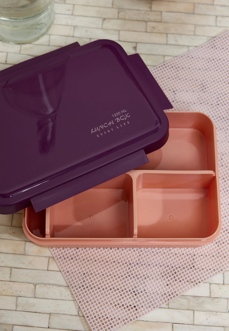 Lunch box 4 Compartments 1.25 L Purple Bottom || لانش بوكس مقسم ٤ لون بنفسجي