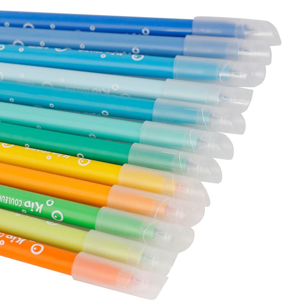 بيك - أقلام تلوين بأطراف لباد للأطفال من بيك - عبوة متوسطة الحجم مكونة من 24 قلمًا
