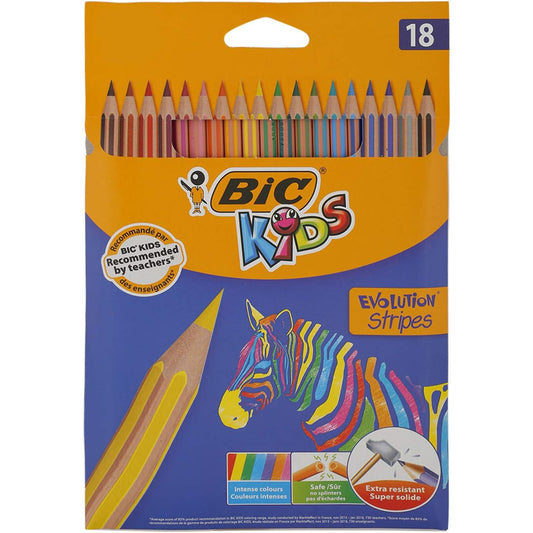 BIC Evolution Stripes 18 Colored Pencils || الوان خشبية بيك ١٨ لون 