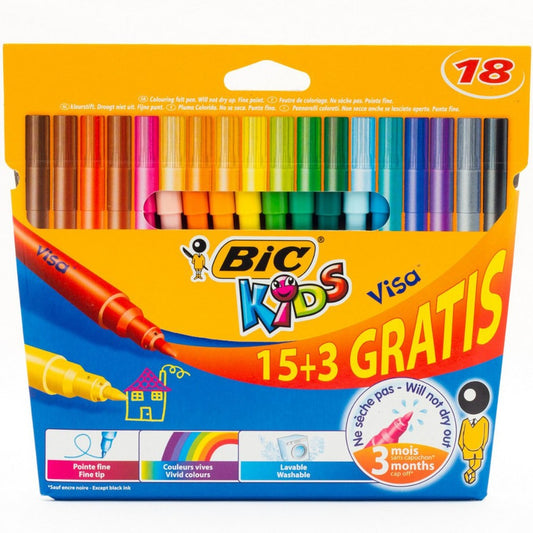Bic Kids Visa Coloring Felt Pen 18's 960 || الوان شينية بيك ١٨ لون 