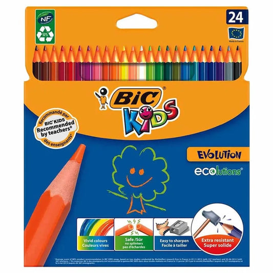 Bic - Kids Evolution Ecolutions Colouring Pencils Pack of 24 || الوان خشبية ٢٤ لون للاطفال
