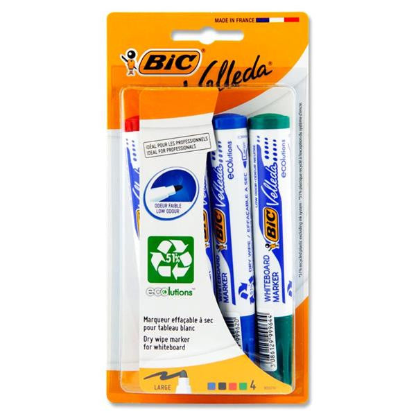 Whiteboard Marker Bic Velleda Bullet Tip - 4pk || اقلام صبوره بيك ٤ لون