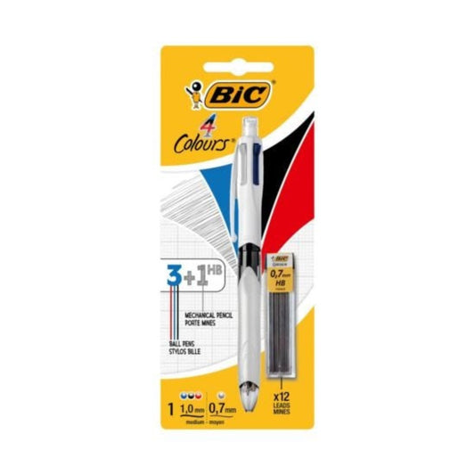 Bic 4 Colours Shine stylo bille, medium, blister de 3 pièces