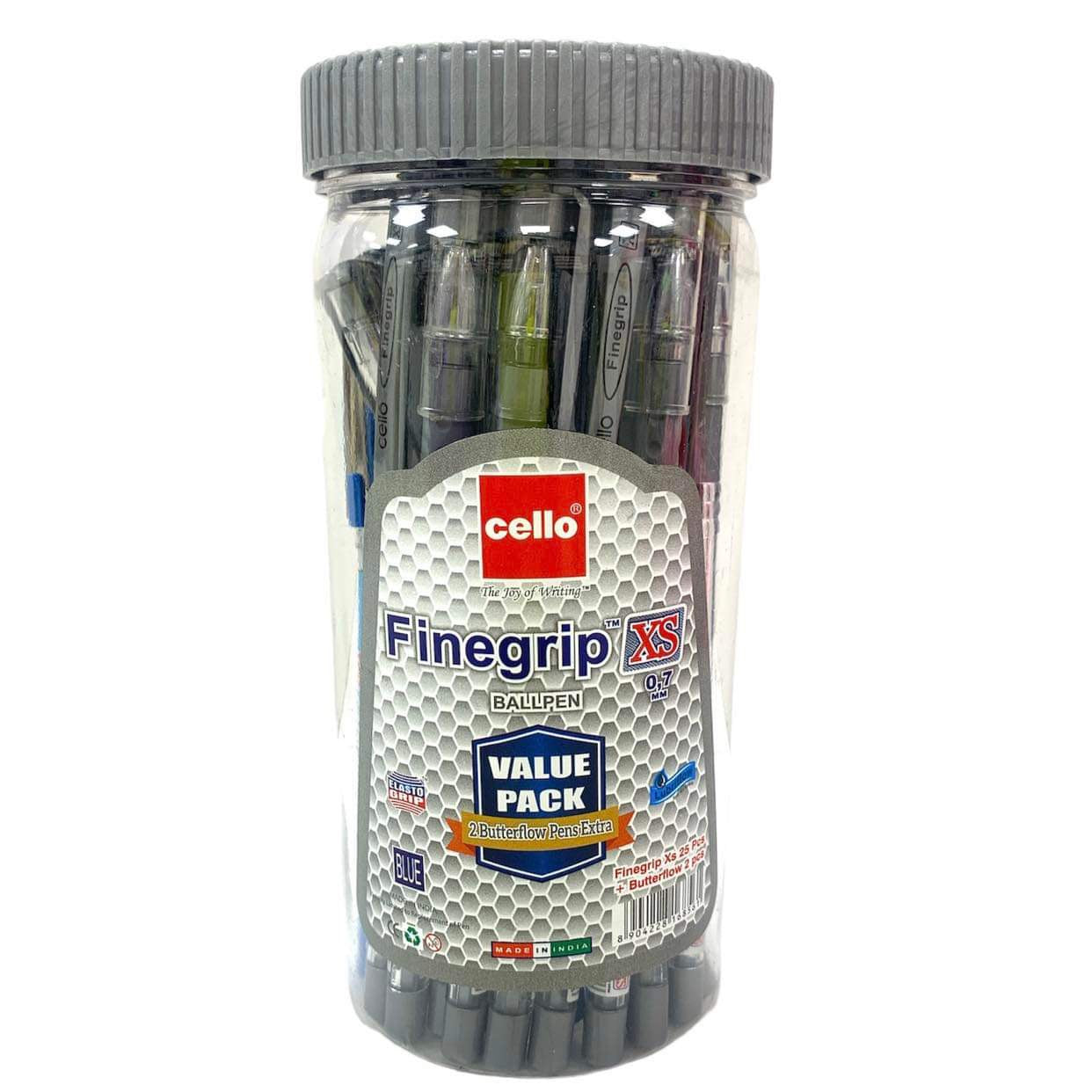 Cello Fingergrip XS Value Pack 25 Blue Pens || اقلام حبر سيلو فنجر قريب ٢٥ قلم حبر ازرق
