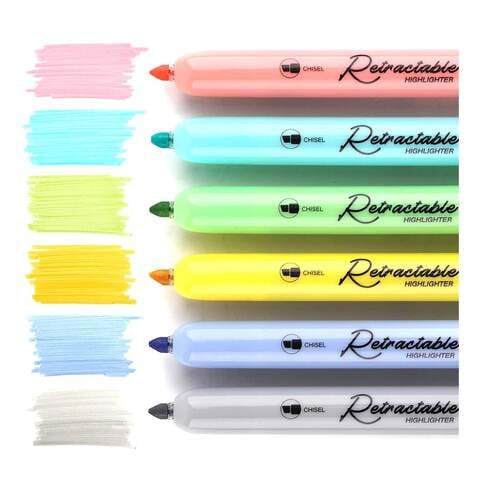 Writech Tetractable Highlighters 6 Mild Colors || اقلام فسفوري كبس ٦ لون باستيل رايتيك