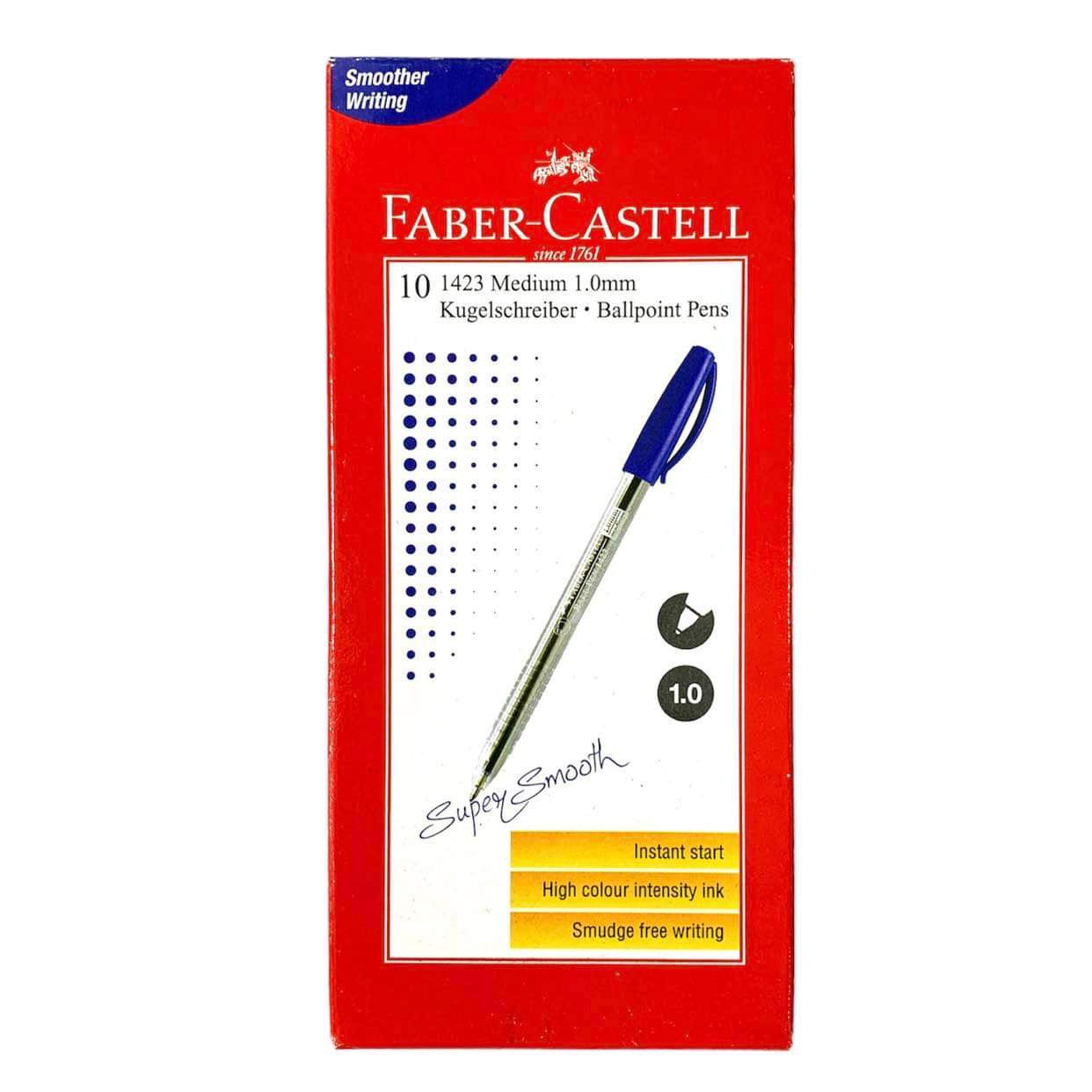 Faber Castell 1423 Medium 1.0 mm Ballpoint 10 Pens || اقلام حبر فيبر كاستل ١٠ لون ازرق