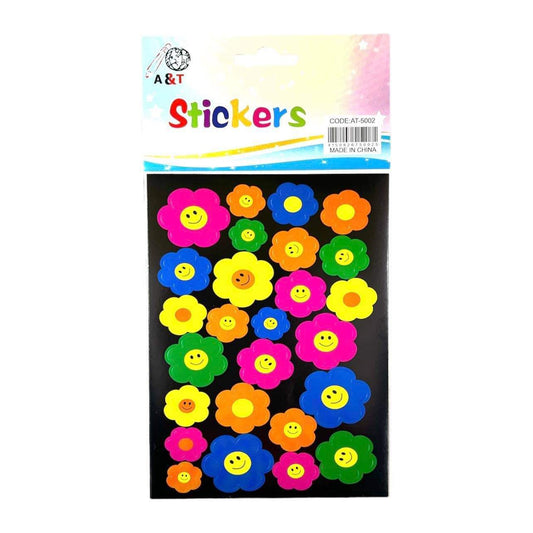 A&T Stickers Smiley Flowers Black Background || ستيكرز ورود سمايلي اطلس خلفية سوداء