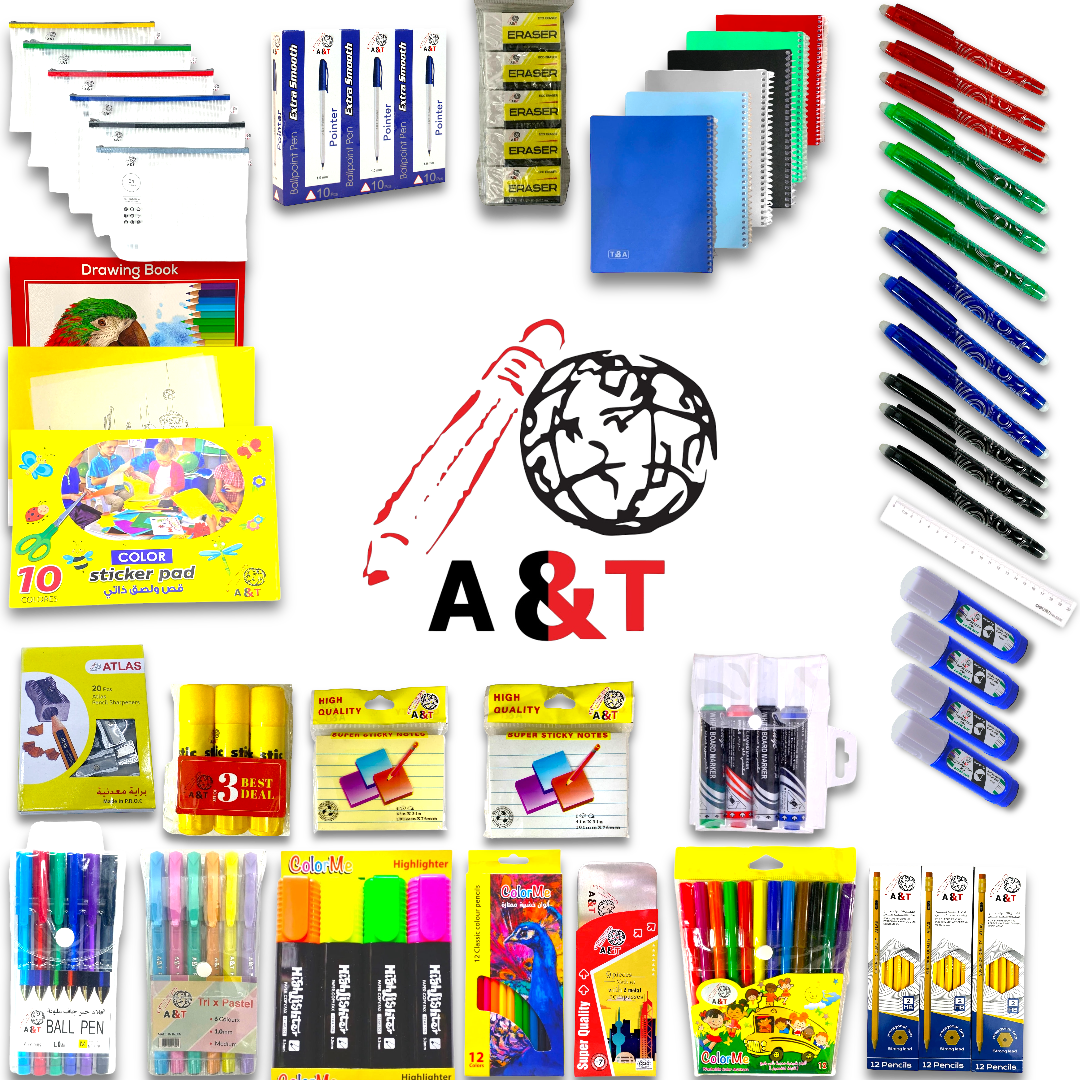 A&T Stationery Offer 60 Pcs || باكيج  القرطاسية من اي اند تي ٦٠ قطعة