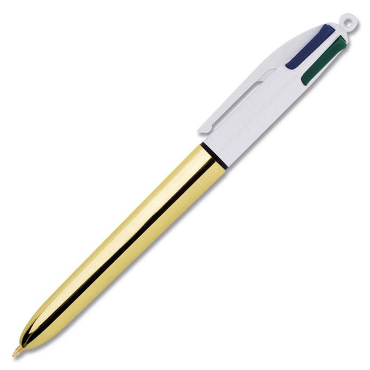 BIC Pen 4 Colors Solid Gold Color || قلم حبر بيك ٤ لون ذهبي