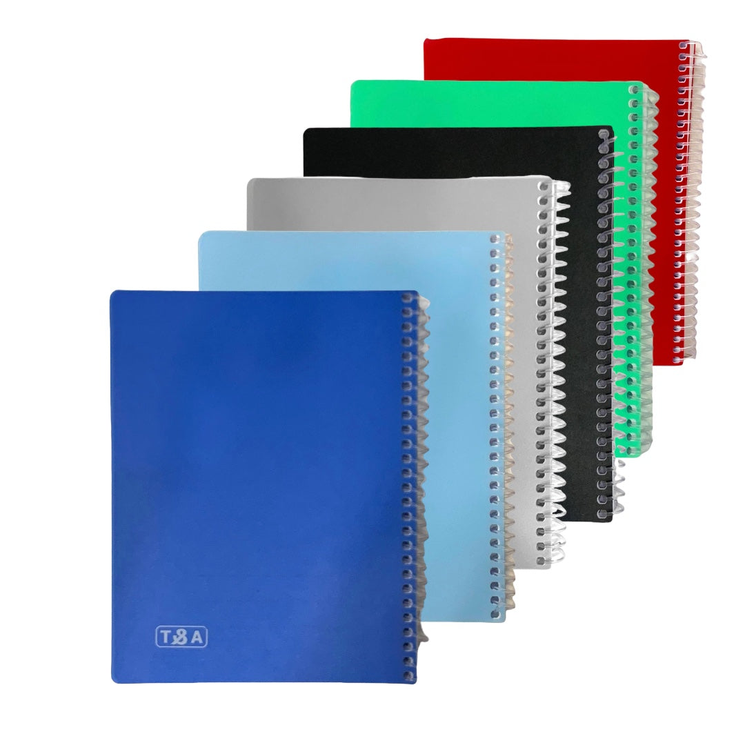 دفتر ملاحظات حلزوني من اي اند تي مقاس 7 × 9 بوصة 60 صفحة و4 خطوط بألوان متنوعة